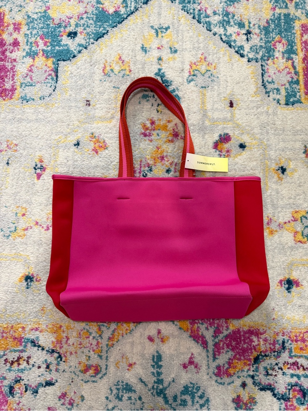 summersalt Pink and Red Neoprene Tote